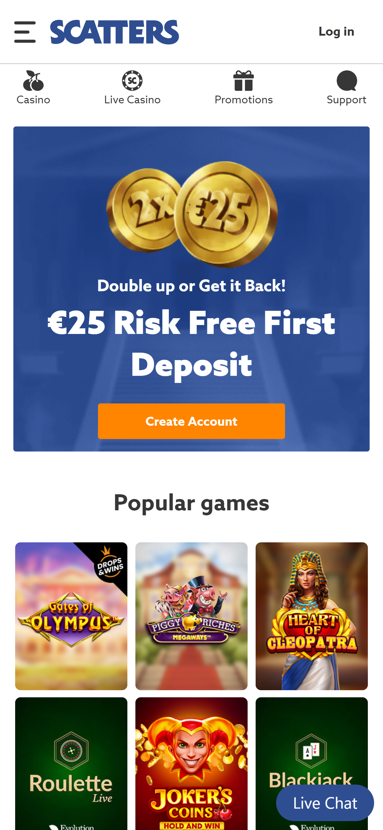 Scatters Casino — mobiel